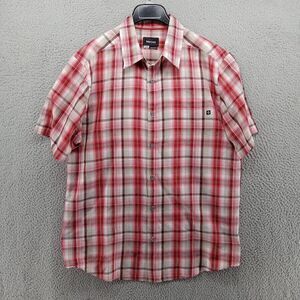 Marmot Shirt Mens Large Red White Plaid Short Sleeve Performance Button‎ Up